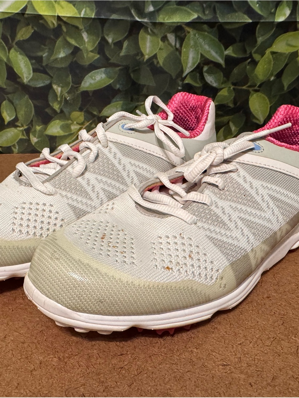 FootJoy Women's White and Pink Athletic Golf Shoes